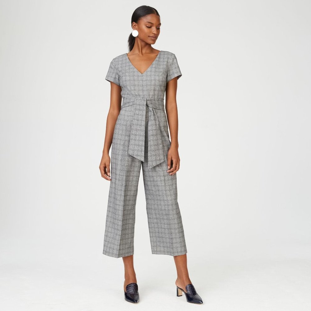 CLUB MONACO Sannah Crop Wide Leg Grey Jumpsuit